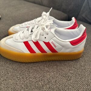 Adidas Samba White and Red with Gum Sole